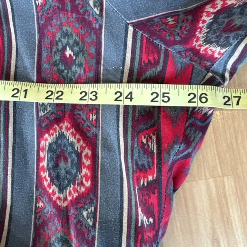 Vtg‎ Ruddock Bros Aztec Pearl Snap Shirt Red Pearl Snaps Western 17/34 Xl Tails - Picture 5 of 16